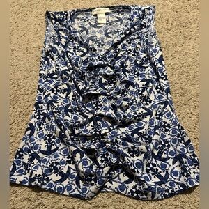 Doncaster Navy and Cream Floral Top
